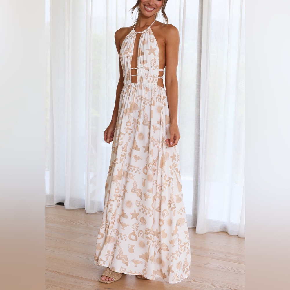 Seven Wonders Cream Seashell Print Maxi Dress
